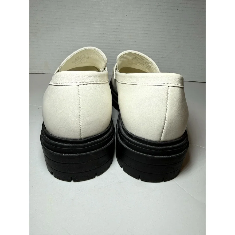 Quince Italian Leather Lug Sole Loafer In Bone Women's Sz 9